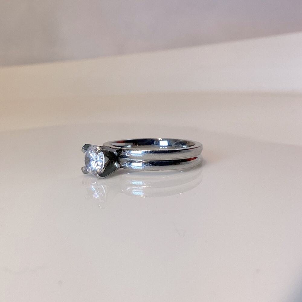 Stainless Steel Cubic Zirconia Ring